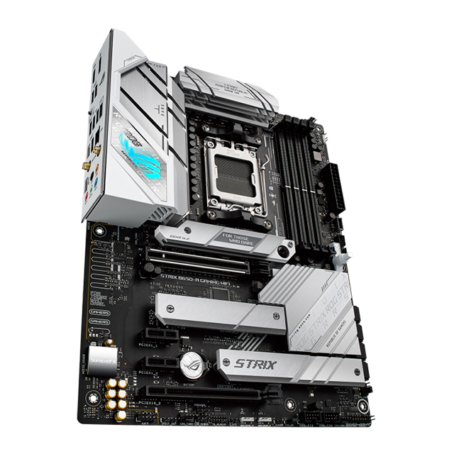 Tarjeta Madre ASUS ROG Strix B650-A Gaming WiFi, ATX, Socket AM5, AMD B650, DDR5, PCIe 4.0, 3× M.2, Wi-Fi 6E, Bluetooth 5.2, Aura Sync, Blanco/Plata – ROG STRIX B650-A GAMING WIFI
