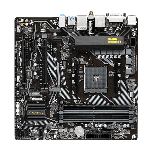 Tarjeta Madre Gigabyte B550M DS3H AC, Micro ATX, AM4, DDR4 4733Mhz OC, M.2, Wi-Fi, Bluetooth