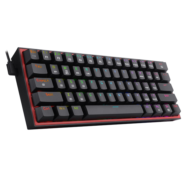 Teclado Gamer Mecánico 60% Redragon Fizz Pro Black, Switches Redragon Red, Inalámbrico, USB 2.4Ghz, Bluetooth 5.0, Iluminación RGB, Ingles - K616-RGB B - 8900-0100 