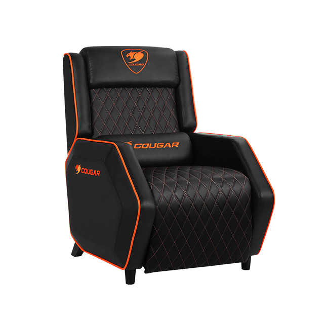 Sofá Gamer COUGAR Ranger One, reclinable, reposapiés plegable, soporte lumbar, negro/naranja – CGR-SA1