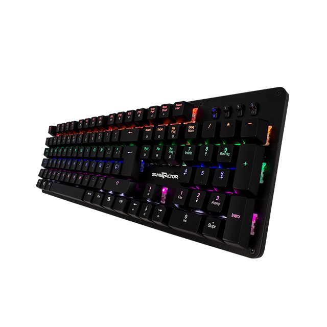 Teclado Mecanico GameFactor KBG400, Retroiluminado, Switch Blue, USB, Negro - KBG400-BL