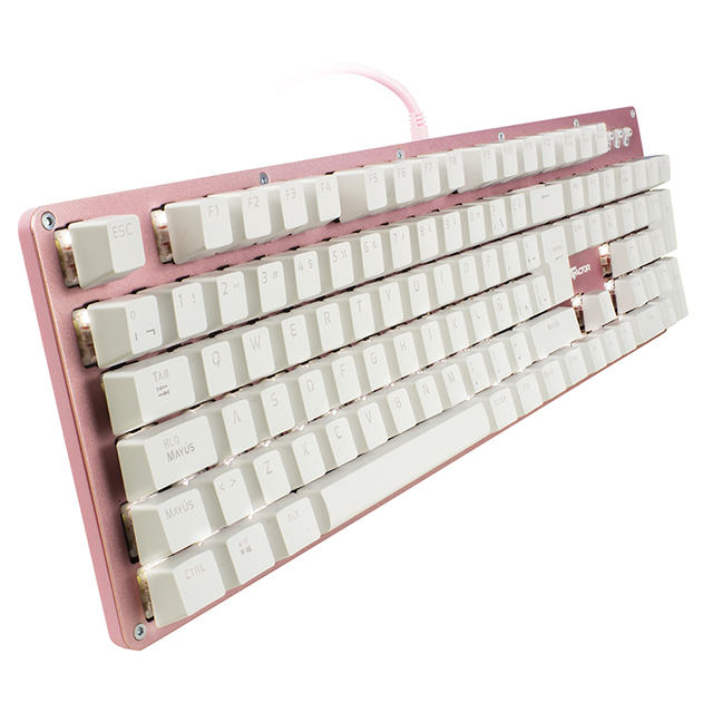 Teclado Mecanico GameFactor KBG400, Retroiluminado, Switch Blue, USB, Rosa - KBG400-PK-BL