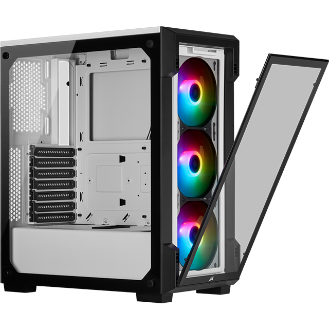 Gabinete Corsair Icue 220T RGB Blanco, Cristal Templado, 3 Ventiladores SP120 RGB PRO, ATX - CC-9011191-WW