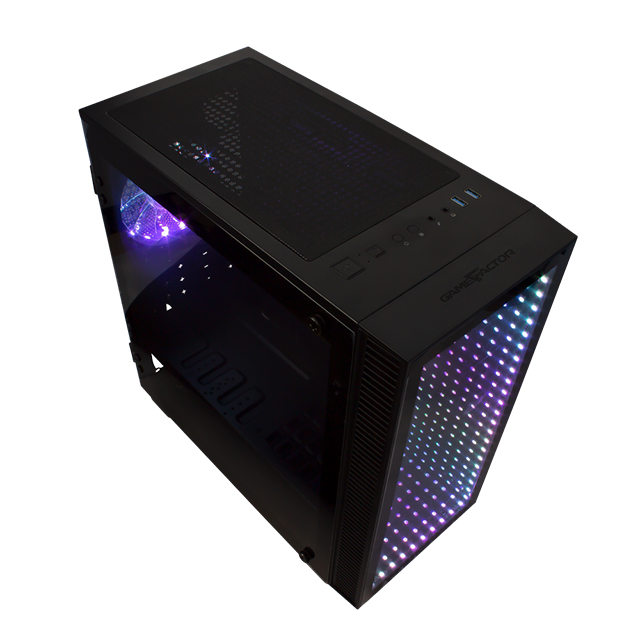 Gabinete GameFactor CSG560, Micro-ATX, ARGB, Vidrio Templado, Panel frontal Infinity