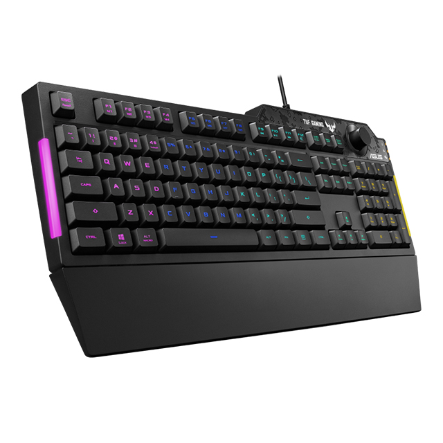 Teclado Membrana Asus TUF Gaming K1, Perilla de Volumen, RGB, Aura Sync