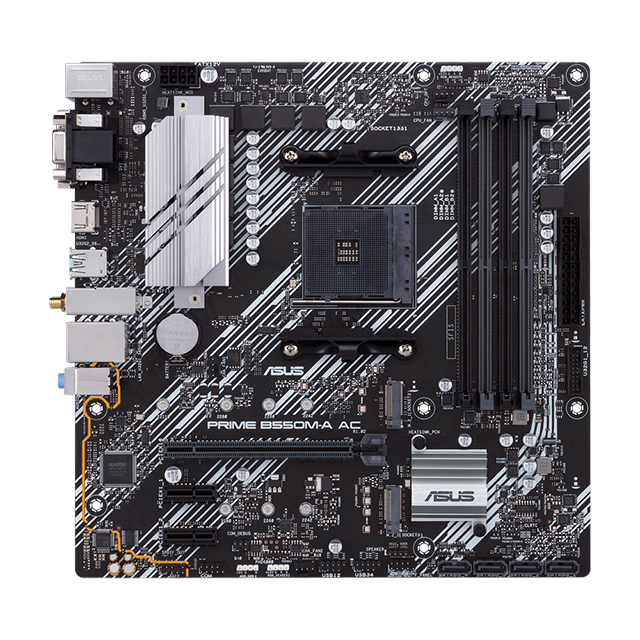 Tarjeta Madre Asus Prime B550M-A AC, Micro ATX, AM4, DDR4 4866Mhz OC, Dual M.2, Wi-Fi, Bluetooth 5.0, Aura Sync