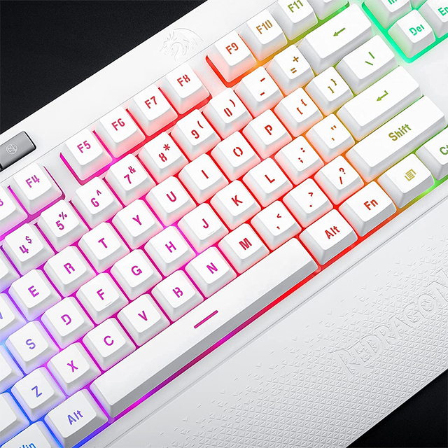 Teclado Gamer de Membrana Redragon Shiva White K512W-RGB-SP, Macros personalizables, Reposa muñecas, Español