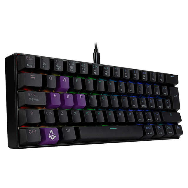 Teclado Gamer Mecanico 60% Munfrost Dark Moon Black, Switches Gateron Red, Alambrico, Iluminacion ARGB, Español