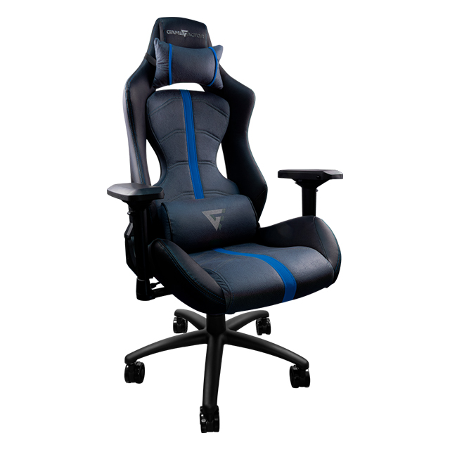 Silla Gamer GameFactor CGC650, Negro/Azul, Reclinable, 4D, 150Kg - CGC650-BL