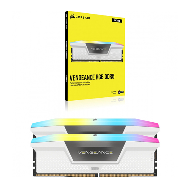 Memoria RAM Corsair Vengeance RGB, 64GB, 2x32, DDR5, 5200MHz, CL40, Blanco - CMH64GX5M2B5200C40W