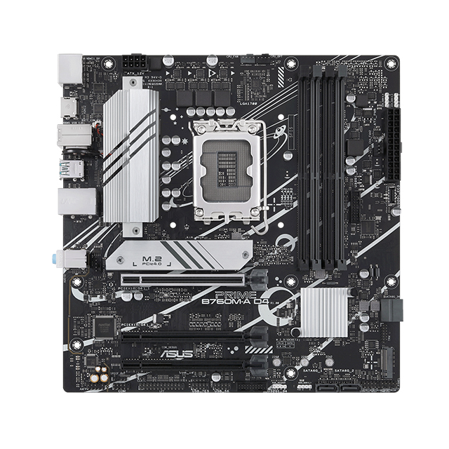 Tarjeta Madre Asus Prime B760M-A D4, Micro-ATX, 12th y 13th Gen Intel, LGA1700, DDR4 5333Mhz OC, x2 M.2, Aura Sync