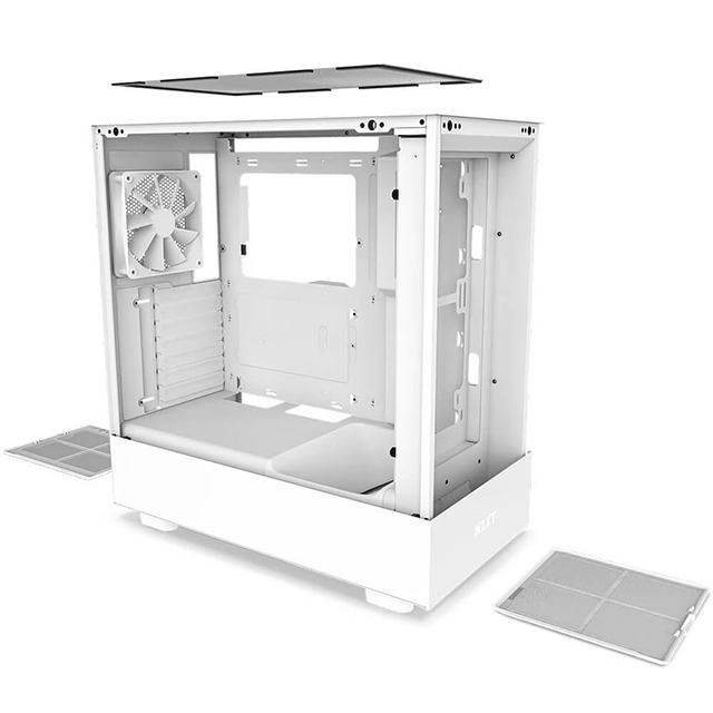 Gabinete NZXT H5 Flow Blanco, ATX, Cristal Templado, 2 Ventiladores F Quiet 120mm - CC-H51FW-01