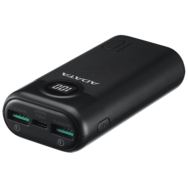 Power Bank Adata P10000QCD Negro | 10000 mAh | Carga rápida | Hasta 3 dispositivos a la vez - AP10000QCD-DGT-CBK