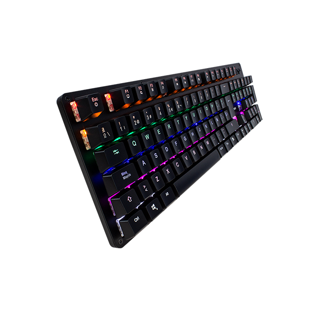 Teclado Mecanico GameFactor KBG400, Retroiluminado, Switch Blue, USB, Negro - KBG400-BL