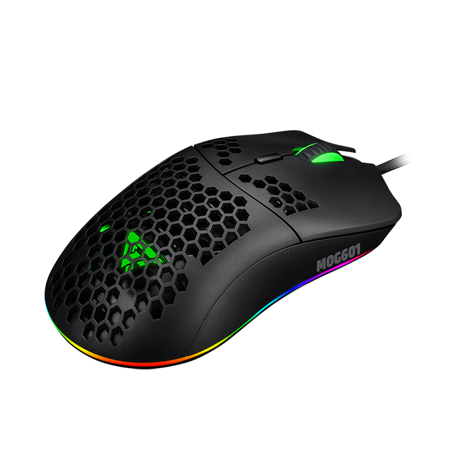 Mouse GameFactor MOG601-BK | Negro | Ultralight | Alámbrico | RGB | 16,000 DPI | PIXART 3389 | 7 Botones  