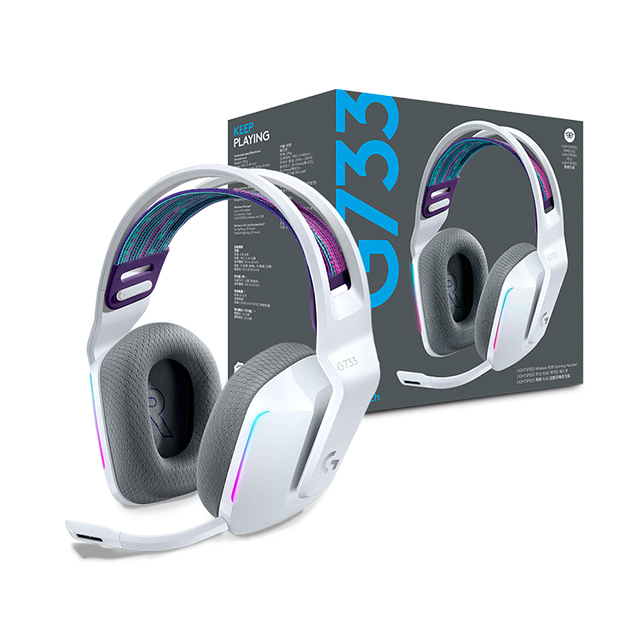 Diadema Logitech G733 Lightspeed Inalámbrico Blanco, RGB Lightsync, USB, PC, PS4, 7.1 Surround - 981-000882