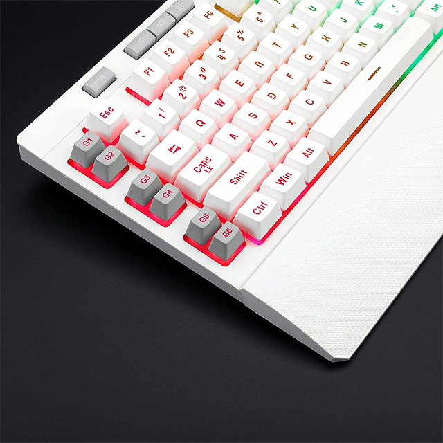 Teclado Gamer de Membrana Redragon Shiva White K512W-RGB-SP, Macros personalizables, Reposa muñecas, Español