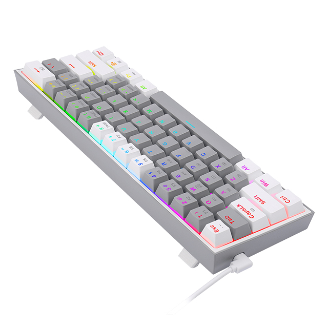 Teclado Gamer Mecánico 60% Redragon Fizz Pro Grey White, Switches Redragon Red, Inalámbrico, USB 2.4Ghz, Bluetooth 5.0, Iluminación RGB, Ingles - K616-RGB GW