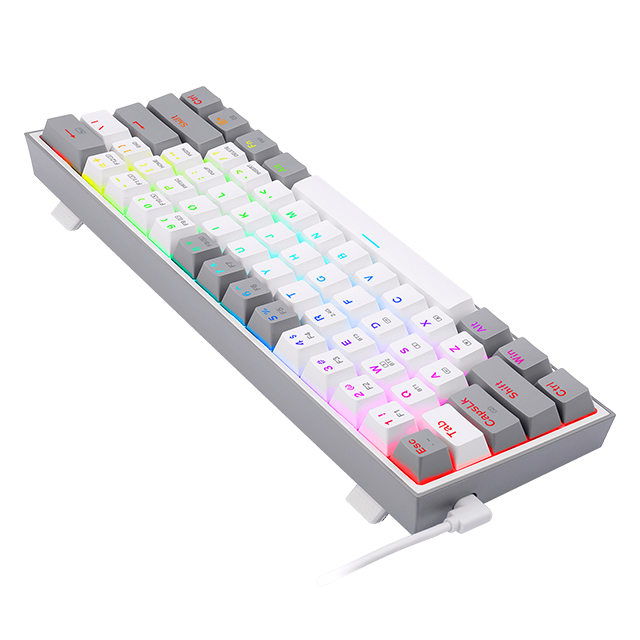 Teclado Gamer Mecánico 60% Redragon Fizz Pro White Grey, Switches Redragon Red, Inalámbrico, USB 2.4Ghz, Bluetooth 5.0, Iluminación RGB, Ingles - K616-RGB WG