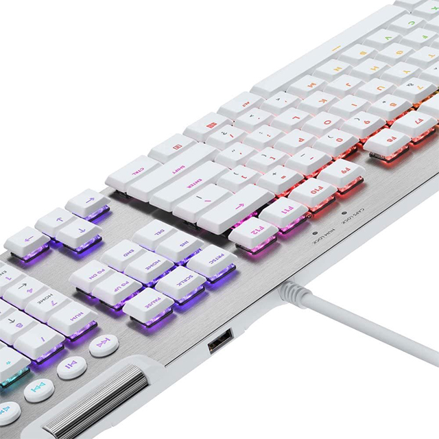 Teclado Mecánico Logitech G815 Blanco, Switches Low Profile GL Tactil, Lightsync RGB, Ingles- 920-011354