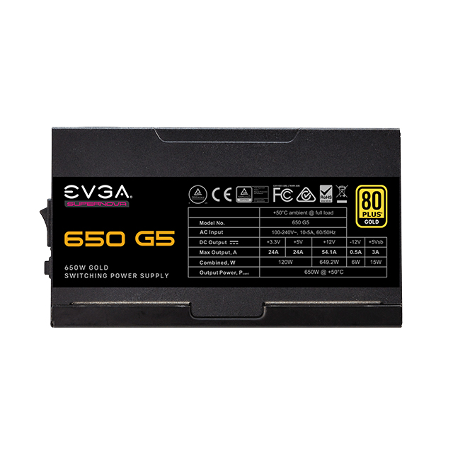 Fuente de Poder EVGA Supernova 650 G5, 650W 80 Plus Gold, Modular - 220-G5-0650-X1