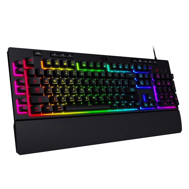 Teclado Gamer de Membrana Redragon Shiva K512RGB-SP, Macros personalizables, Reposa muñecas, Español