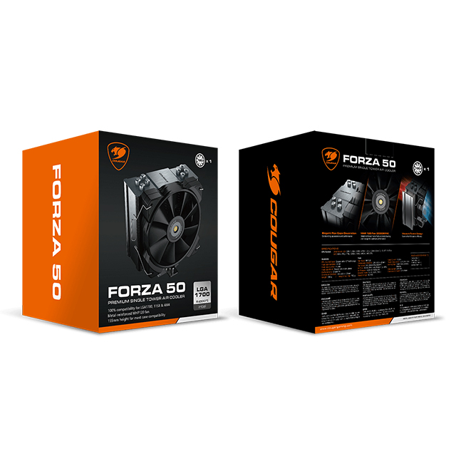 Disipador para CPU Cougar Forza 50, Ventilador 120mm, Compatible con Socket LGA1700, 3MFZA50.0001 