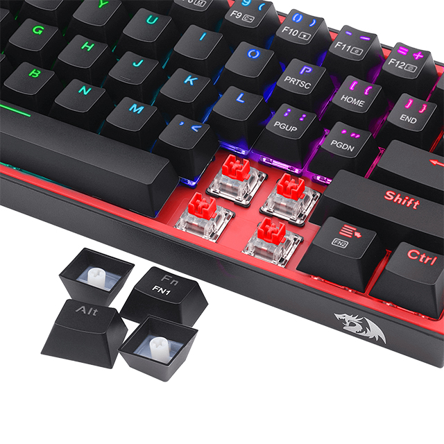 Teclado Gamer Mecánico 60% Redragon Fizz Pro Black, Switches Redragon Red, Inalámbrico, USB 2.4Ghz, Bluetooth 5.0, Iluminación RGB, Ingles - K616-RGB B - 8900-0100 