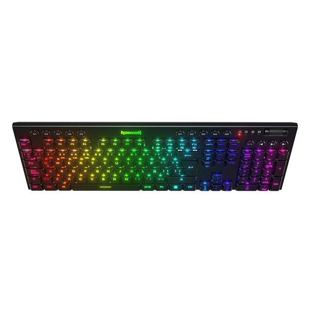 Teclado Gamer Mecanico Redragon Horus RGB, Switches Red Ultra Low Profile, Inalámbrico, USB 2.4Ghz, Bluetooth 5.0, Iluminación RGB, Español - K618-RGB-SP RD