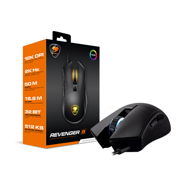 Mouse Cougar Revenger S, Alámbrico, 12,000 DPI, 3MRESWOB.0001