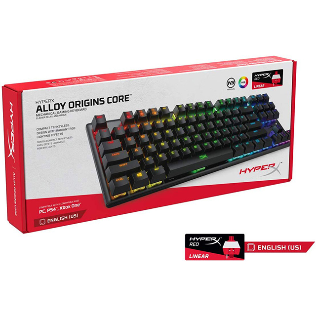 Teclado Mecánico HyperX Alloy Origins Core TKL, Switches Red (Linear), Ingles, HX-KB7RDX-US