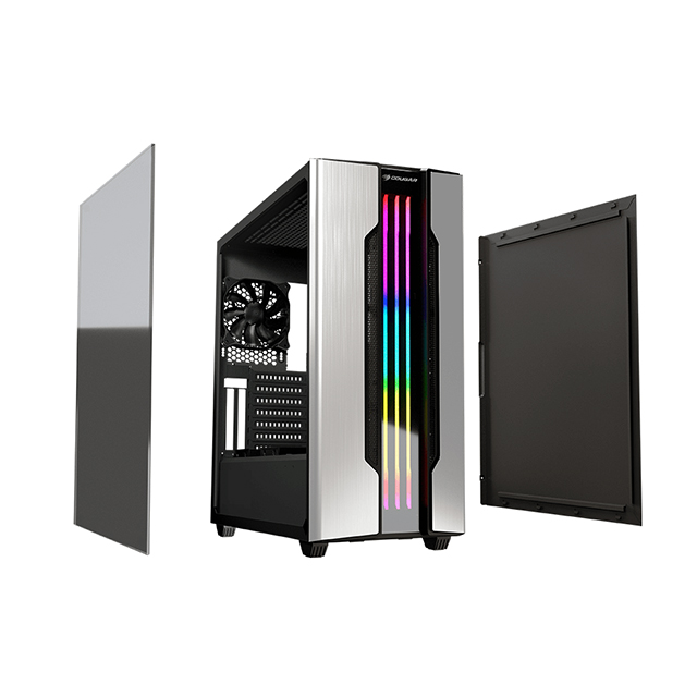 Gabinete Cougar Gemini S Silver (2020) ARGB, Soporte GPU Vertical, Cristal Templado, E-ATX, 385BMB0.0002