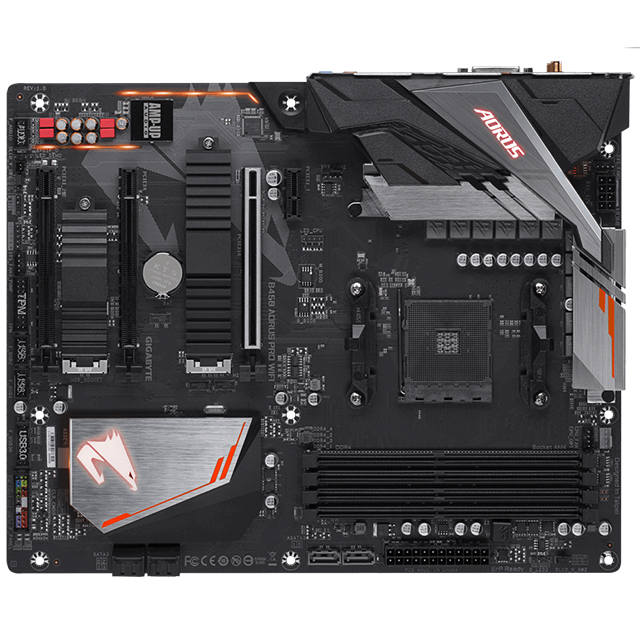 Tarjeta Madre Gigabyte B450 Aorus Pro WIFI, ATX, AM4, DDR4 3600Mhz OC, Dual M.2, Crossfire, RGB Fusion 2.0