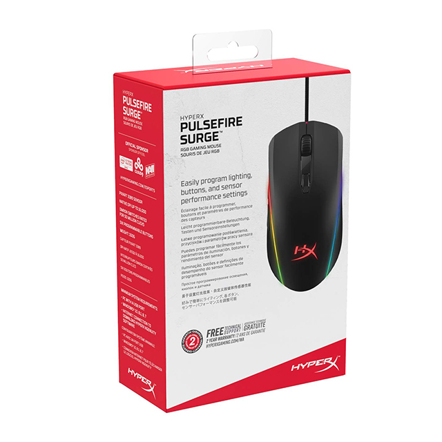 Mouse HyperX Pulsefire Surge, Alámbrico, 16,000 DPI, HX-MC002B, 4P5Q1AA