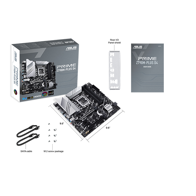 Tarjeta Madre Asus Prime Z790M-Plus D4, Micro-ATX, 12th y 13th Gen Intel, LGA1700, DDR4 5333Mhz OC, x3 M.2, Aura Sync, Thunderbolt 4