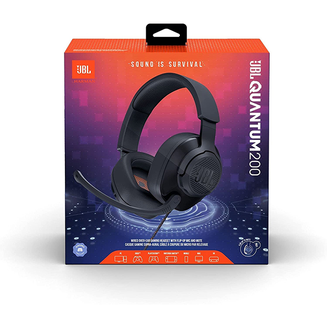 Diadema JBL Quantum 200 Negros / Alámbrico / 3.5mm / PC / Mac / PS4 / PS5 / Xbox One / Xbox Series X|S / Switch - JBLQUANTUM200BLKAM