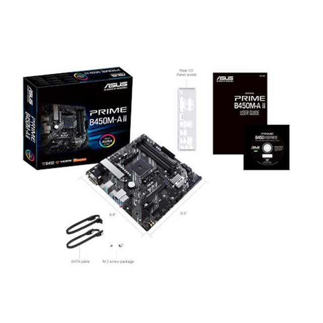 Tarjeta Madre Asus Prime B450M-A II, Micro ATX, AM4, DDR4 4400Mhz OC, M.2, Aura Sync