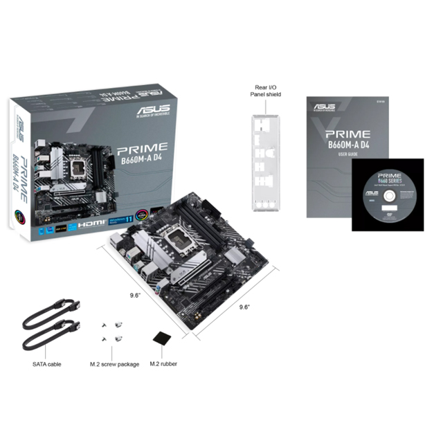 Tarjeta Madre Asus Prime B660M-A D4, Micro-ATX, 12th Gen Intel, LGA1700, DDR4 5333Mhz OC, 2x M.2