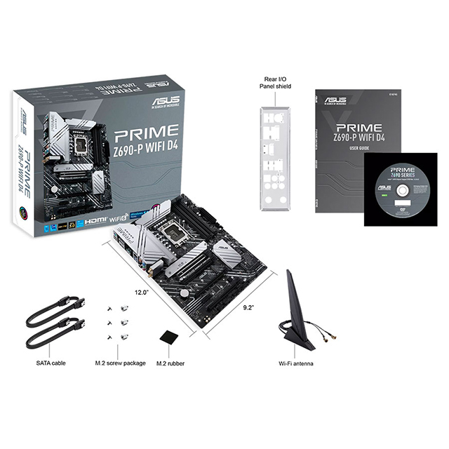 Tarjeta Madre Asus Prime Z690-P WIFI D4, ATX, 12th Gen Intel, LGA1700, DDR4 5333Mhz OC, 3x M.2, Thunderbolt 4, Aura Sync