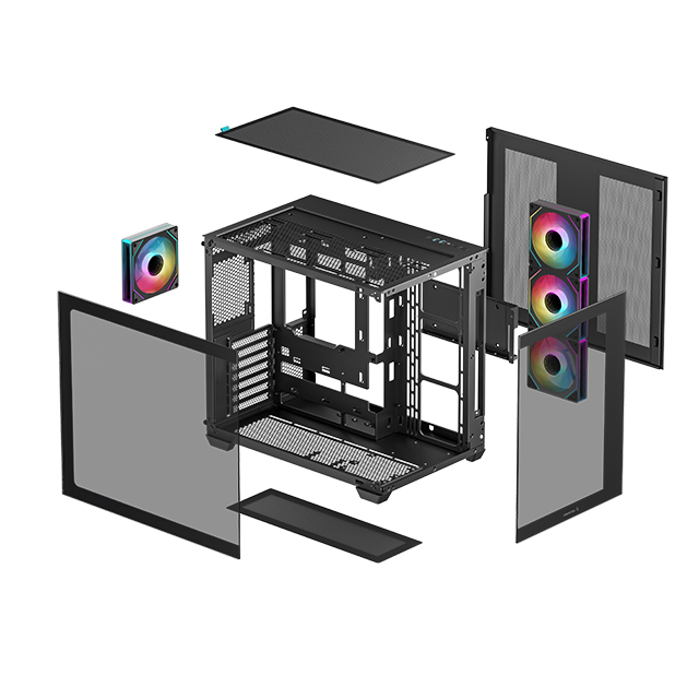 Gabinete DeepCool CG530 4F, Negro, 4 Ventiladores ARGB, Cristal Templado, ATX, Doble Cámara - R-CG530-BKADA4-G-1