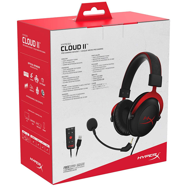 Diadema HyperX Cloud ll Red, Alámbrico, USB, 3.5mm, PC,PS4, Xbox One, Nintendo Switch, Mobile Devices, 7.1 surround - KHX-HSCP-RD