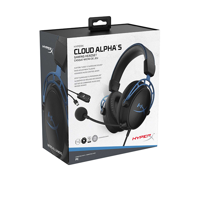 Diadema HyperX Cloud Alpha S Azul, Alámbrico, USB, 3.5mm, PC, PS4, Stereo, 7.1 Surround - HX-HSCAS-BL/WW