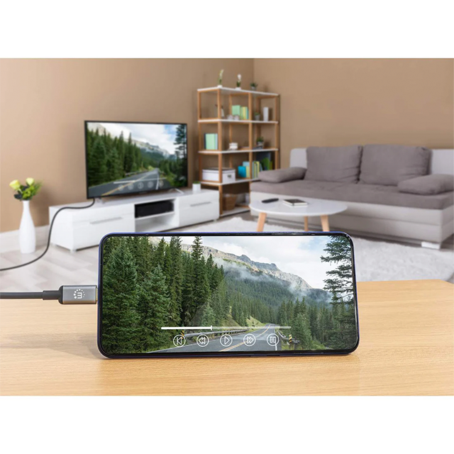 Cable USB-C a HDMI 4K, Modo DP Alt, 4K@60Hz, Longitud 2 m, Negro/Plata – Manhattan - 153607