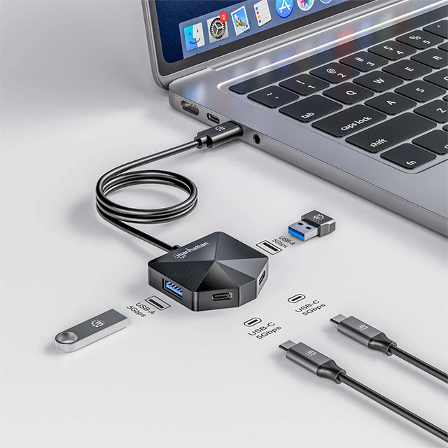 Hub USB-C Manhattan 181150, 4 Puertos (2×USB-A, 2×USB-C), USB 3.2 - 181150