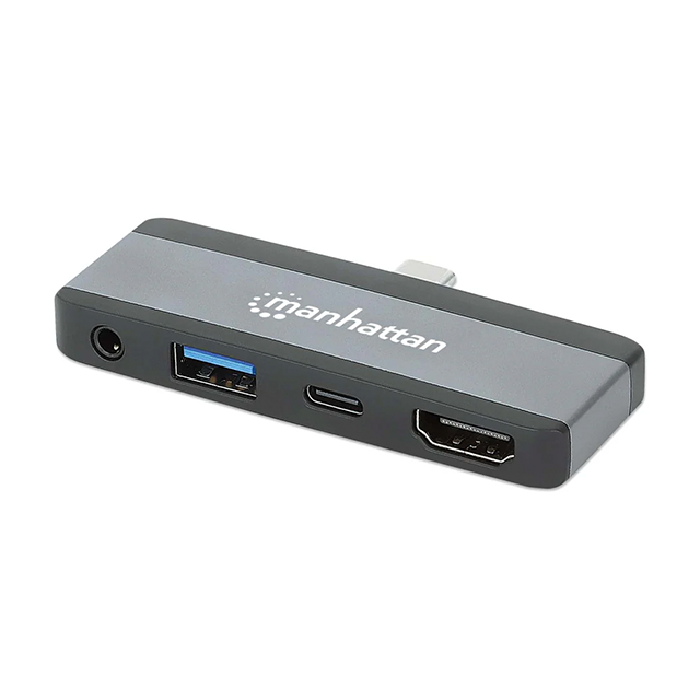 Docking Station Manhattan USB-C 4 en 1, Adaptador Portátil con HDMI 4K, USB 3.0, USB-C PD y Conector Compacto Plug & Play - 190404