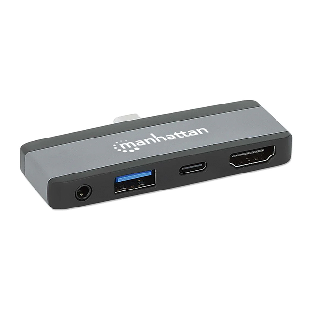 Docking Station Manhattan USB-C 4 en 1, Adaptador Portátil con HDMI 4K, USB 3.0, USB-C PD y Conector Compacto Plug & Play - 190404
