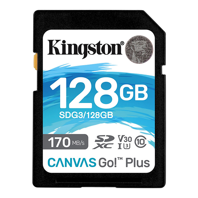 Memoria SD Kingston SDXC Canvas Go Plus, 128GB, UHS-I, U3, V30, CLASE 10 - SDG3/128GB