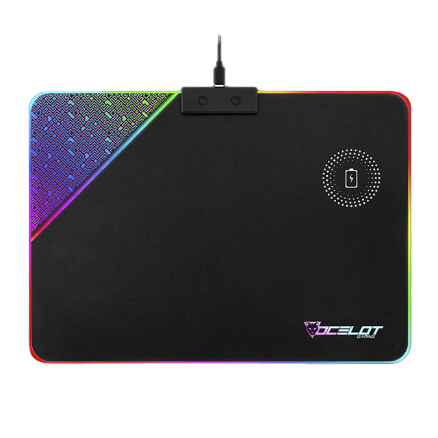 Mousepad Ocelot Gaming OMPR01, 35 x 25 cm, RGB, Carga inalambrica para smartphones, USB - AC-9572