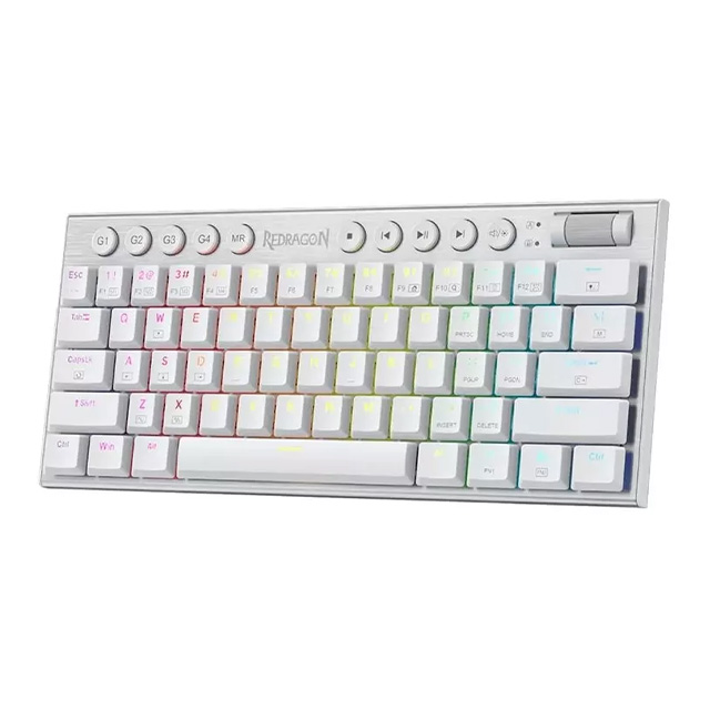 Teclado Gamer Mecanico Redragon Horus Mini PRO White, Switches Red Ultra Low Profile, Inalámbrico, Iluminación RGB, Inglés - K631W-RGB-PRO RED