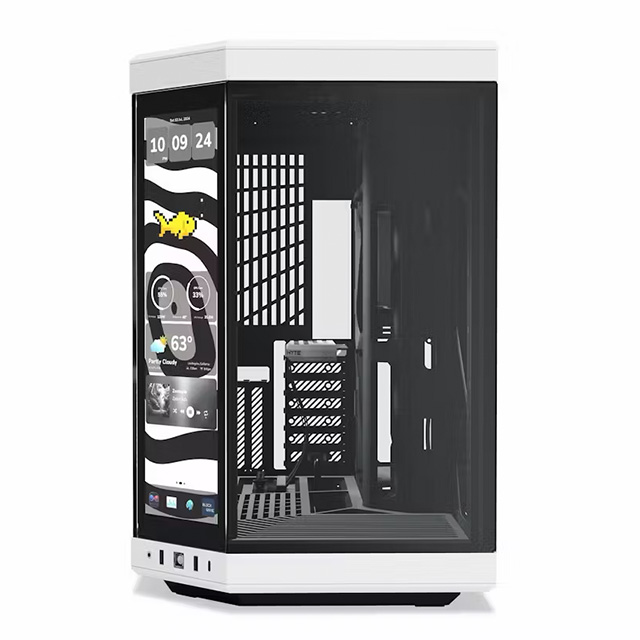 Gabinete Hyte Y70, Pantalla Touchscreen 4k/60Hz, Midtower, E-ATX, Blanco con Negro - CS-HYTE-Y70-BW-L